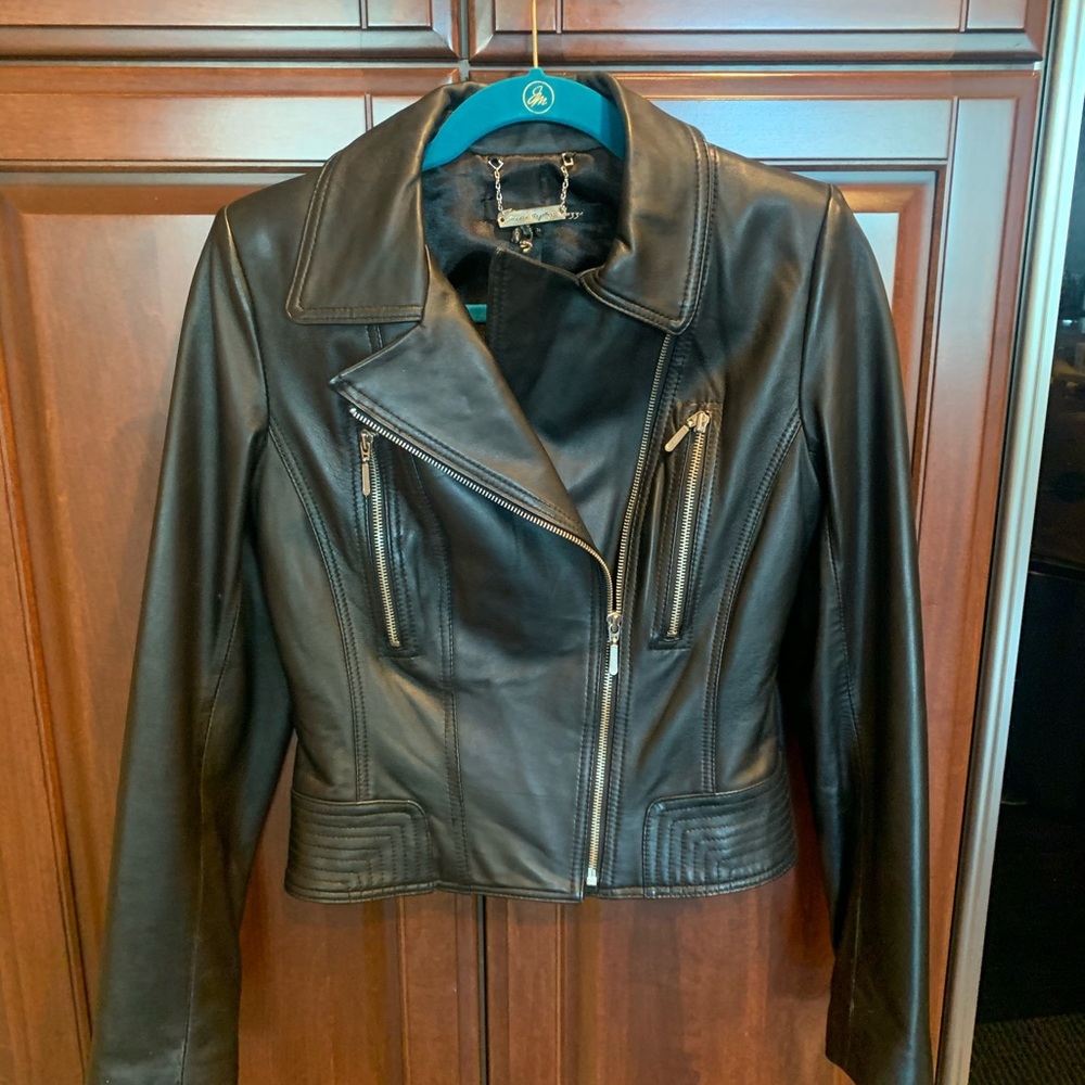 Sandra Angelozzi black leather jacket